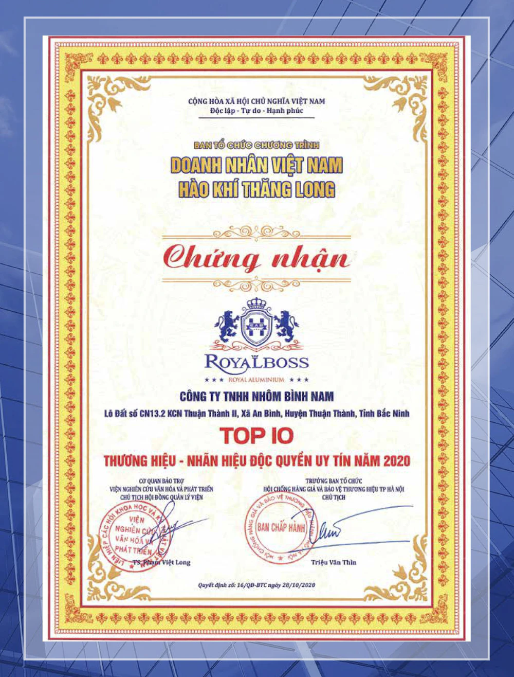 Top 10 Prestigious Brand Award / Recognition